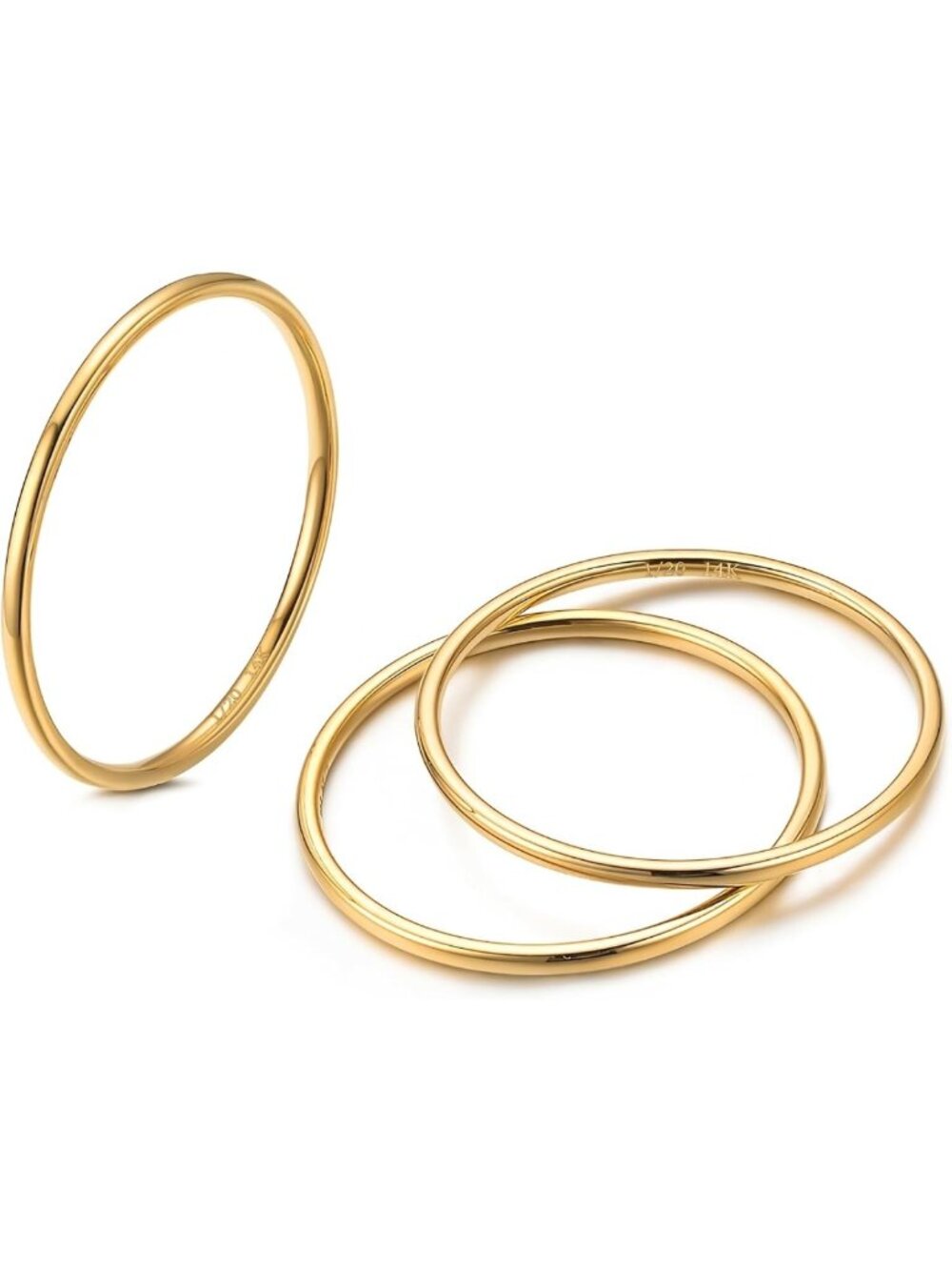 14K Gold Filled Stacking Rings for Women - Non-Tarnish 1mm Band Jewelry